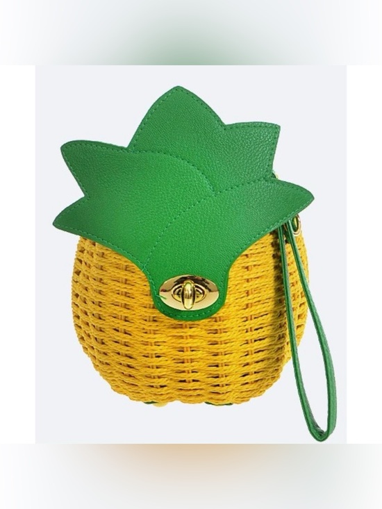 Handbags - Pineapple Purse Woven Basket Convertible Shoulder Bag Clutch